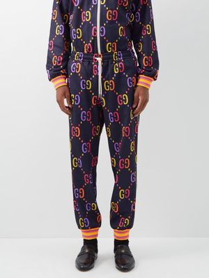 Gucci - GG-jacquard Jersey Track Pants - Mens - Blue Multi Gucci - GG-jacquard Jersey Track Pants - Mens - Blue Multi