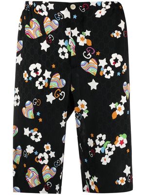 Gucci monogram-print knee-length shorts - Black