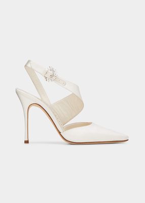 Hafela Silk Asymmetrical Ankle-Strap Pumps