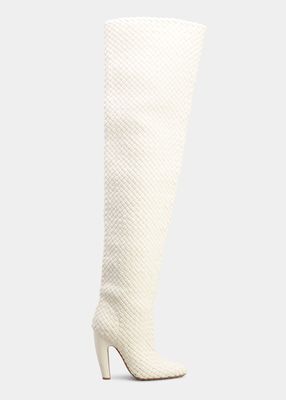 Intrecciato Woven Lambskin Over-The-Knee Boots
