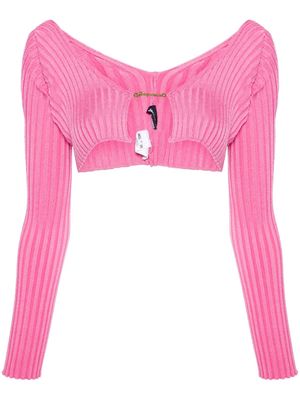 Jacquemus La Maille ribbed shrug cardigan - Pink