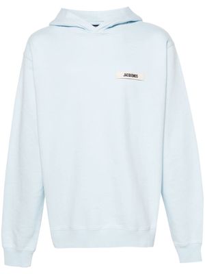 Jacquemus logo-grosgrain cotton hoodie - Blue