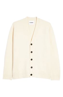 Jil Sander Classic Wool Cardigan in Ecru