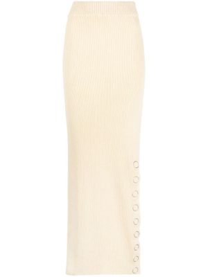 Jil Sander snap-button rib-knit maxi skirt - Neutrals