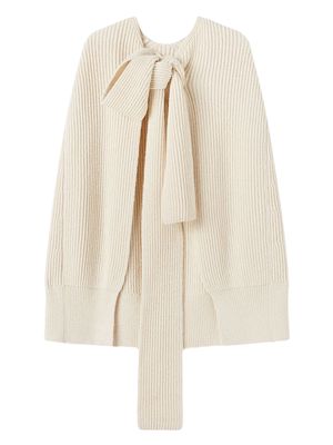 Jil Sander tie-fastening knitted cape - White