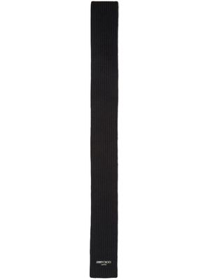 Jimmy Choo logo-embroidered chunky-knit scarf - Black