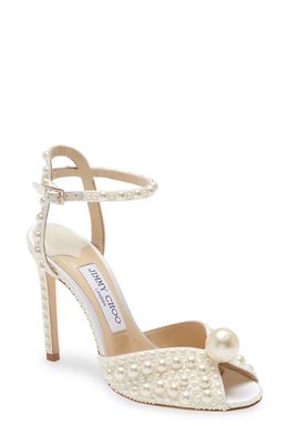 Jimmy Choo Sacora Embellished Sandal in White/White