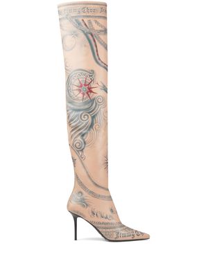 Jimmy Choo x Jean Paul Gaultier 90mm over-the-knee boots - Neutrals