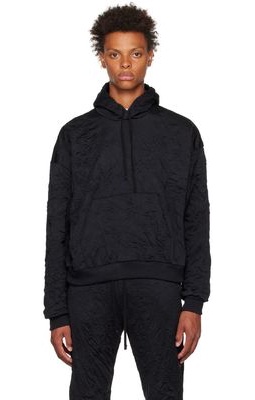John Elliott Black Crinkled Hoodie