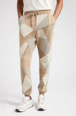 John Elliott Patchwork Panel Cotton Sweatpants in Tan