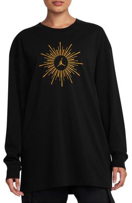 Jordan Flight Heiress of Optimism Long Sleeve Oversize Cotton T-Shirt in Black/Yellow Ochre