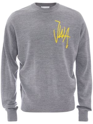 JW Anderson intarsia-logo crew neck jumper - Grey