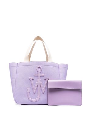 JW Anderson logo-patch canvas tote bag - Purple