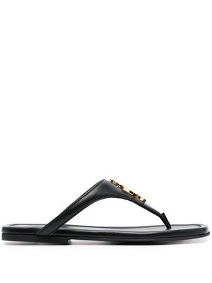 JW Anderson logo-plaque thong leather sandals - Black