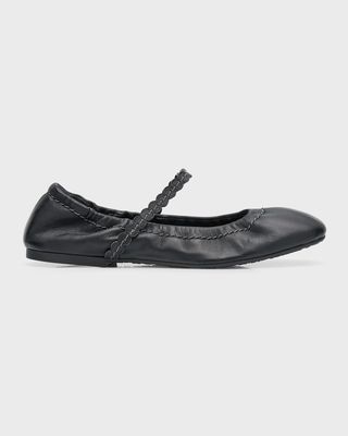 Kaddy Lambskin Mary Jane Ballerina Flats