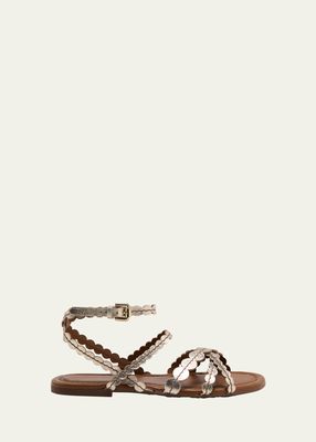 Kaddy Scallop Metallic Flat Sandals