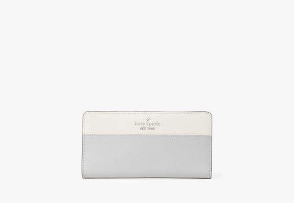 Kate Spade Madison Large Slim Bifold Wallet, Platinum Grey Multi