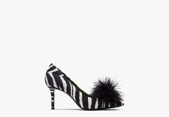 Kate Spade Marabou Pumps, Zebra Black/Cream