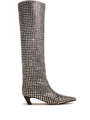 KHAITE The Davis 50mm rhinestone boots - Black