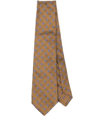 Kiton floral-jacquard silk tie - Gold