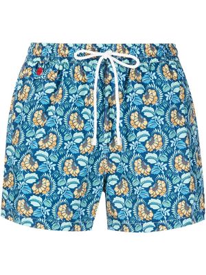 Kiton floral-print swim shorts - Blue