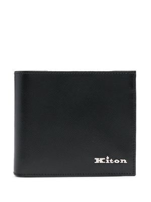 Kiton logo-lettering leather wallet - Black