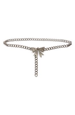 Kurt Geiger London Crystal Bow Chain Belt in Antique Silver/Jet Hematite