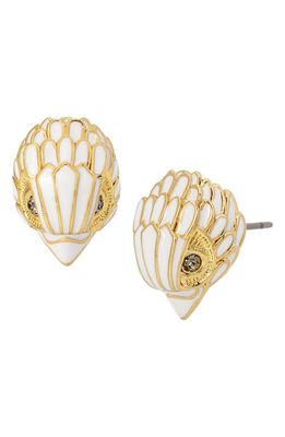Kurt Geiger London Enamel Eagle Stud Earrings in White