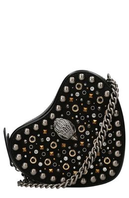 Kurt Geiger London Kensington Studded Leather Heart Crossbody Bag in Charcoal