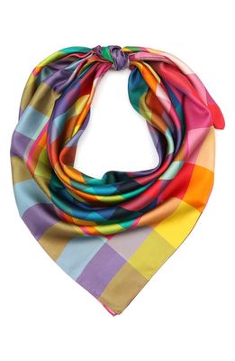 Kurt Geiger London Rainbow Check Square Silk Scarf