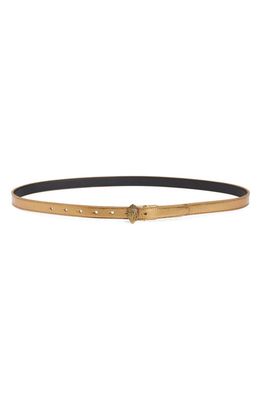 Kurt Geiger London Reversible Metallic Leather Belt in Black/Warm Brass