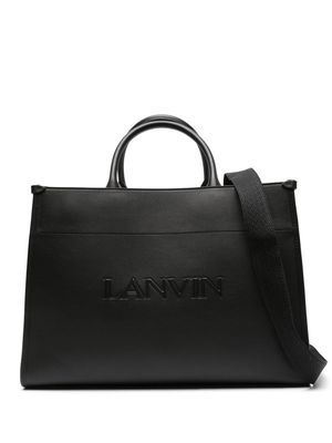 Lanvin logo-embossed leather tote bag - Black
