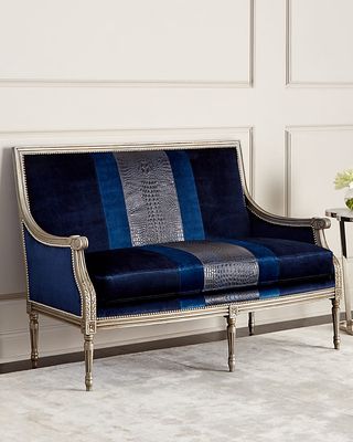 Lilah Navy Colorblock Settee