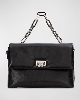 Lisa Flap Leather Chain Shoulder Bag