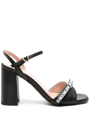 Love Moschino 95mm logo-bow leather sandals - Black