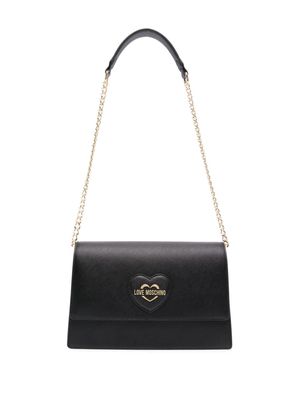 Love Moschino logo-lettering heart shoulder bag - Black