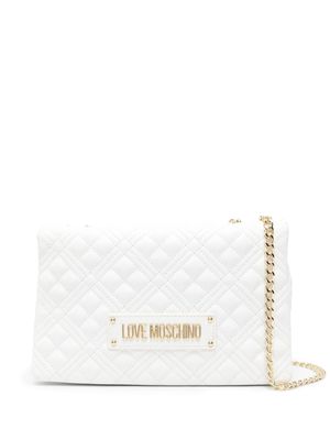 Love Moschino logo-lettering quilted bag - White