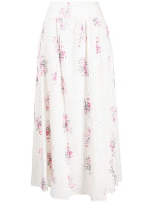 LoveShackFancy Aventi broderie-anglaise maxi skirt - White
