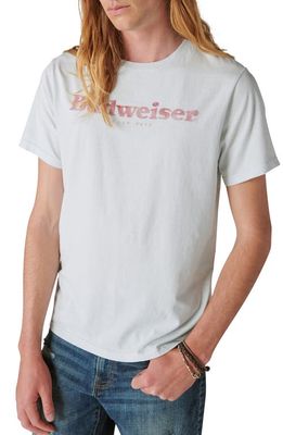 Lucky Brand Budweiser Cooler Cotton Graphic T-Shirt in Illusian Blue
