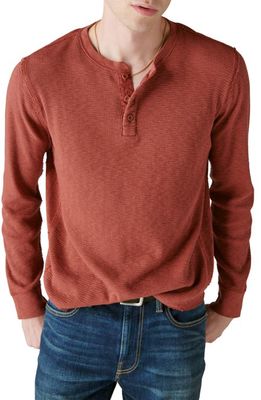 Lucky Brand Garment Dye Thermal Henley in Terracotta