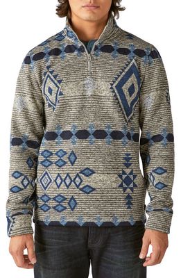 Lucky Brand Los Feliz Print Half Zip Mock Neck Sweatshirt in Multi