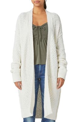 Lucky Brand Mixed Stitch Longline Cotton Blend Cardigan in Cream
