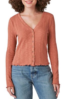 Lucky Brand Rib Button-Up Top in Etruscan Red