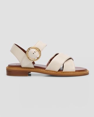 Lyna Leather Crisscross Ankle-Strap Sandals