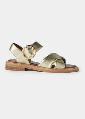 Lyna Metallic Crisscross Ankle-Strap Sandals