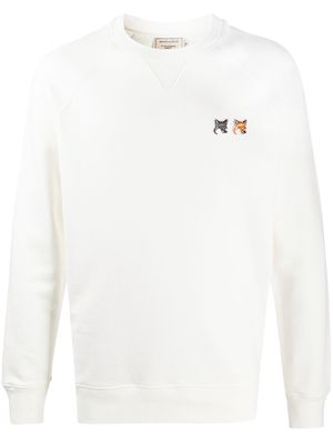 Maison Kitsuné fox patch crewneck jumper - White