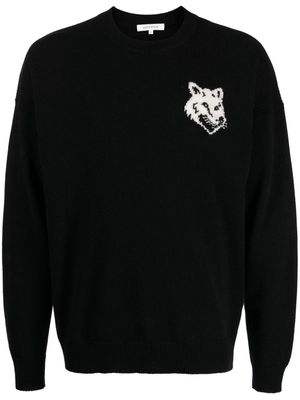 Maison Kitsuné intarsia-knit fox wool jumper - Black