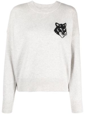 Maison Kitsuné logo-intarisa wool jumper - Grey