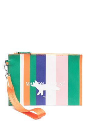 Maison Kitsuné Stripes canvas logo pouch - Orange