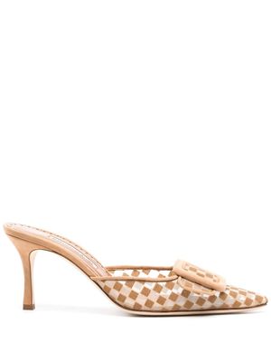 Manolo Blahnik Maysale 70mm mesh mules - Neutrals
